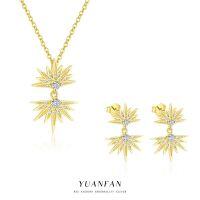 wholesale S925 Sterling Silver Cross-Border Sunflower Earrings with Zircon, Light Luxury, Minimalist, and Versatile-Two-piece set 925 silver