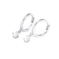 wholesale S925 Sterling Silver Micro-Inlaid Shell Pearl Hoop Earrings, French Elegant and Minimalist Style, Niche Earrings-Platinum 925 silver