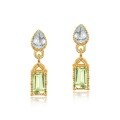 wholesale S925 Sterling Silver Geometric Earrings for Women, Light Luxury Retro Peridot Gemstone Earrings, Small and Unique Design-0-5