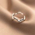 wholesale 925 Sterling Silver Wave Ring for Women, Korean Style Ins Minimalist High-end Elegant Trendy Index Finger Adjustable Ring J8544-0-2