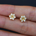 S925 Silver Sunflower Ear Studs with Moissanite-0-2