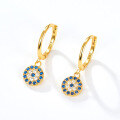 wholesale S925 Sterling Silver Round Evil Eye Hoop Earrings Geometric Trendy Retro Elegant Earrings-0-4