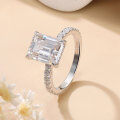 wholesale Wholesale S925 Sterling Silver Plated 18K Gold 4 Carat Emerald Cut Moissanite Ring for Women-0-2