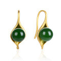 wholesale Elegant imitation Hetian jade bead hook earrings for women, vintage-style jade earrings, elegant jewelry, gift, wholesale-0-4