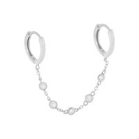 wholesale S925 Sterling Silver Single Double Circle Earring With Micro Inlaid Zircons, Amazon Bestseller-Platinum