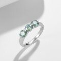 wholesale Silver-plated gold small designer trendy cool style three 50mm blue-green round moissanite minimalist unisex ring-0-1