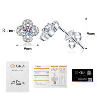 Sterling Silver Moissanite Four-Leaf Clover Earrings, Fashionable and Minimalist.-20 points + 20 points Moissanite  925 Silver