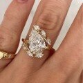 wholesale Golden S925 Silver Moissanite Ring with Waterdrop Large Main Stone Floral Crown Design Sparkly Women's Bestseller-0-3