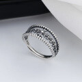 wholesale S925 Sterling Silver Creative Vintage Cross Flower Ring Retro Eternal Heart European and American Trend Unisex Index Finger Ring-0-0