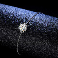 925 Sterling Silver Moissanite Six-Prong Simple Women's Bracelet Live Sale Hit Direct from Manufacturer-1 carat (eight hearts and eight arrows zircon)  925 silver
