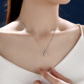 wholesale S925 Sterling Silver Classic Six-Prong Moissanite Necklace Women's Minimalist Design High-End Pendant Collarbone Chain Wholesale-0-3