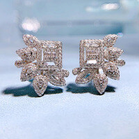 wholesale 925 Sterling Silver Luxury Micro-Paved Petal Earrings, New Design from MuJing Jewelry, Cross-BorderIns Style for Dropshipping-E198 Platinum &gt; 925 Silver
