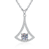 S925 Sterling Silver Moissanite Pendant Necklace, Minimalist Choker-5mm high-carbon stone  925 silver