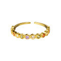 wholesale S925 Silver Colorful Round Versatile Pavé Ring Retro Niche Palace Style Light Luxury Openable Jewelry J9848-0-4