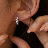 S925 Sterling Silver Moissanite Square Geometric Unisex Earrings-Set with moissanite - Gold  925 Silver