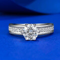 wholesale 925 Sterling Silver Simulated Diamond 60mm Round White Diamond Ring Prominent Diamond Bridal Ring for Women-0-1