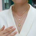 wholesale 925 Sterling Gold Plated Pendant with High-End Three-Layer Stackable Ins Style Moissanite Necklace, Popular in Europe and America-0-3
