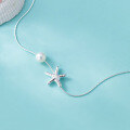 wholesale S925 Sterling Silver Fresh and Sweet Ins Style Niche Design Exquisite Minimalist Pearl Starfish Necklace Y02166-0-3