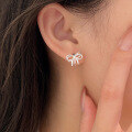wholesale S925 Silver Simple and Versatile Bow Earrings for Women, New Trendy and Unique Elegant Earrings-0-0