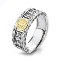 wholesale S925 Sterling Silver Ethnic Style "Wealth and Treasure" Turning Prayer Wheel and Smooth Path Ring, Bold Ethnic Statement Index Finger Ring-0-7