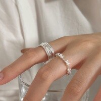 wholesale S925 Sterling Silver Small Butterfly Adjustable Ring for Women, Korean New Style Trendy Elegant High-End Sense Twisted Viral Band-Small Butterfly Model (Pure Silver + Open)