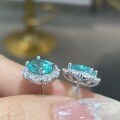 Metal Cultured Paraiba 2ct Oval Vintage Stud Earrings-0-1