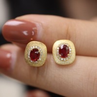 wholesale S925 Sterling Silver Red Elk Full Body French Light Luxury Personality Stud Earrings Simple Fashion Versatile Ultra-Sparkling Full Diamond Earrings for Women-BE0207-Gold 925 Silver
