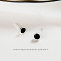 wholesale S925 silver black geometric round earrings for women and men, couple style E0337-1-0-0