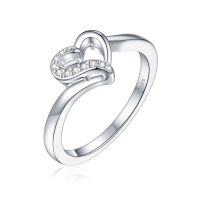 wholesale S925 Sterling Silver Cross-Border European and American Light Luxury Designer Ring for Women, Heart-Shaped Silver Ring, Minimalist Ring, Ring Wholesale-925 Silver Platinum US Size 5#