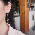wholesale S925 Sterling Silver Korean-style Geometric Irregular Round Ball Tassel Pendant Trendy Niche Long Earrings-0-3