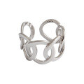 wholesale S925 Sterling Silver 781 Korean Version Ins Small and Unique Minimalist Wide Hollow Chain Open Ring Women's Versatile Finger Ring-0-4
