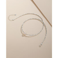 wholesale 925 sterling silver, a few ounces of crushed silver, freshwater pearl necklace for women, luxurious and high-end, small and unique design, crushed silver collar chain-9-10mm Freshwater Pearl Silver Necklace>925 Silver