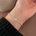 wholesale S925 Sterling Silver Korean-style Small Floral Beaded Bracelet for Women, Fashionable, Luxurious, Fresh and Trendy Hand Jewelry-0-1