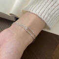 wholesale S925 Sterling Silver Designer Double-Layer Chain Knot Bracelet Ins Style High-End Fashion Jewelry S6282-0-3