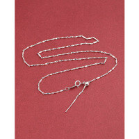 wholesale 925 Sterling Silver Chopin Chain Necklace for Women, Universal Pull Chain, Simple Chain, Collarbone Chain, Sweater Chain, DIY Small Hole Pin Pendant-1.0mm Yuanbao chain platinum 45cm 925 silver