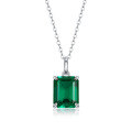 wholesale S925 Silver Inadvertently Elegant Pendant with Chain, Lab-Grown Emerald Gemstone Necklace Jewelry, Source Spot Silver Necklace-0-5