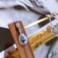 wholesale 925 Silver Teardrop Aquamarine Necklace New Summer Fairy Clavicle Chain Topaz Pendant-0-1