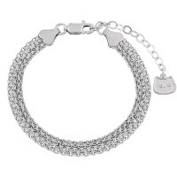 wholesale S925 sterling silver 716 wide multi-layer unisex bracelet with minimalist tank chain and retro small cat tail charm-Platinum>925 silver