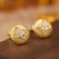 wholesale 18K Gold Plated 925 Silver Vintage-style Topaz Brushed Stud Earrings for Women-0-4
