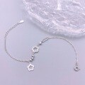 wholesale S925 Sterling Silver Crushed Silver Hollow Openwork Diamond-Inlaid Five-Leaf Flower Bracelet Fashion Minimalist Niche Geometric Design Jewelry-0-3