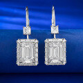 wholesale 925 Sterling Silver Ear Hooks for Women, Luxuriously Set with 8*11mm Rectangular Asscher Cut High Carbon Diamond Earrings-0-0