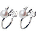 wholesale Sterling Silver Christmas-themed Cute and Versatile Reindeer Ear Studs with Pearl Deer Antler Earrings for Non-Pierced Ears E5904-0-4