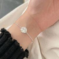 wholesale S925 Sterling Silver Bow Bracelet for Women, Small Niche Design, Fashionable and High-End Sense, Versatile Circular Tag Bracelet, Trendy Hand Accessory-Sterling silver