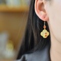 wholesale Vintage-inspired new Chinese style enamel and Hetian jade earrings, Hanfu and Qipao classical jade ear accessories for women-0-2