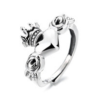 wholesale S925 Sterling Silver Vintage Rose Pattern Crown Heart Ring Trendy Hip Hop Punk Unisex Index Finger Ring-546FJ/B model weighs approximately 4.7g. Opening is adjustable.