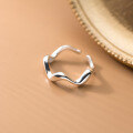 wholesale 925 Sterling Silver Wave Ring for Women, Korean Style Ins Minimalist High-end Elegant Trendy Index Finger Adjustable Ring J8544-0-3