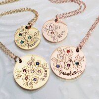 wholesale Metal material, cross-border best-selling birthstone necklace that can hold 9 birthstones, gift jewelry-Gold Copper