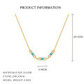 wholesale S925 Sterling Silver Retro Style Turquoise Fishtail Fringe Earrings And Necklace Set,。-0-3