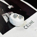 925 Silver Sunflower Moissanite Stud Earrings, Unisex Minimalist Luxury-0-1