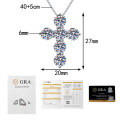 S925 Sterling Silver Cross Pendant Necklace with 48ct Moissanite-0-5